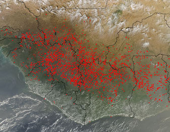 NASA MODIS Image of the Day: January 4, 2009 – Fires in Western Africa
