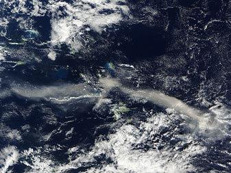 NASA MODIS Image of the Day: January 10, 2009 – Plume from Soufriere Hills Volcano