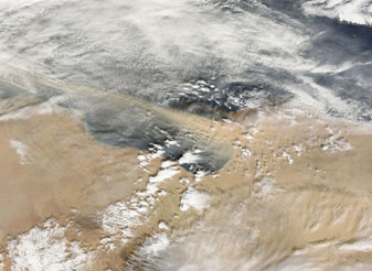 NASA MODIS Image of the Day: January 16, 2009 – Dust Plumes off Libya