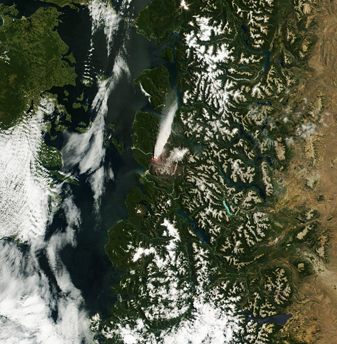 NASA MODIS Image of the Day: January 29, 2009 – Continuing Activity at Chaiten Volcano