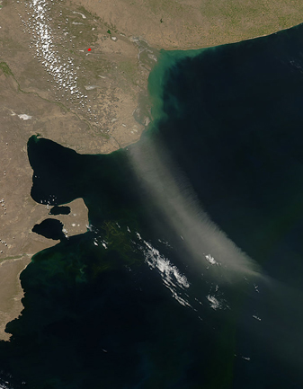 NASA MODIS Image of the Day: January 31, 2009 – Dust Plume Off Argentina