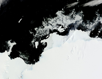 NASA MODIS Image of the Day: February 5, 2009 – Icebergs and Sea Ice Near the Amery Ice Shelf