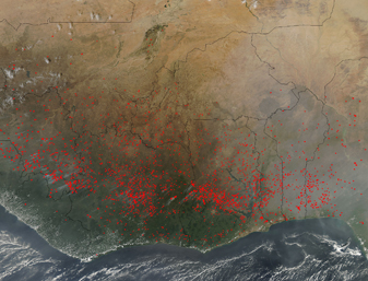 NASA MODIS Image of the Day: February 13, 2010 – Fires in West Africa