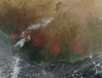 NASA MODIS Image of the Day: February 13, 2011 – Fires in West Africa