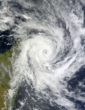 NASA MODIS Image of the Day: February 15, 2011 – Tropical Cyclone Bingiza (13S) approaching Madagascar