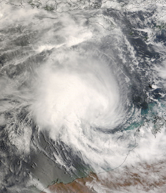NASA MODIS Image of the Day: February 16, 2008 – Tropical Cyclone Nicholas approaching Australia