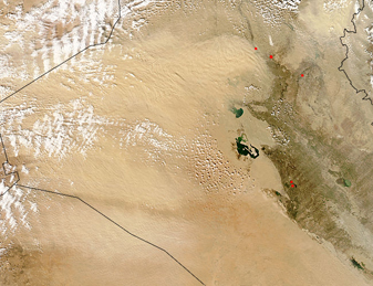 NASA MODIS Image of the Day: February 22, 2008 – Dust Storms in Western Iraq