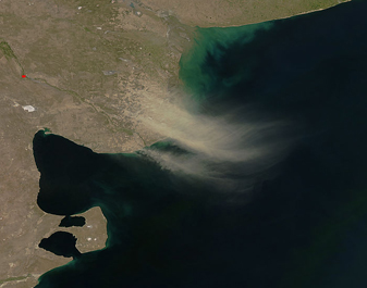 NASA MODIS Image of the Day: February 22, 2009 – Dust Plumes off Argentina