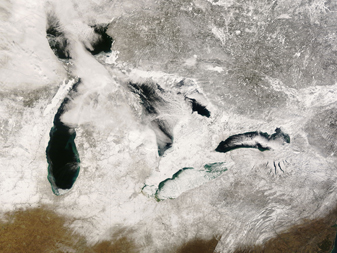 NASA MODIS Image of the Day: February 23, 2008 – Wintertime on the Great Lakes