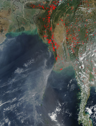 NASA MODIS Image of the Day: February 23, 2009 – Fires in Indochina
