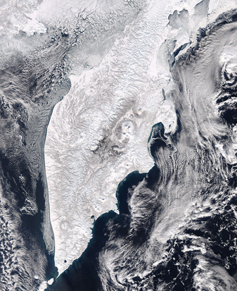 NASA MODIS Image of the Day: February 26, 2008 – Winter on the Kamchatka Peninsula
