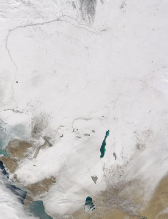 NASA MODIS Image of the Day: February 26, 2011 – Snow in western Kazakhstan