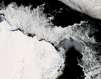 NASA MODIS Image of the Day: February 29, 2008 – Sea Ice off of Antarctica