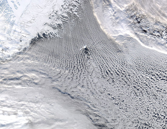 NASA MODIS Image of the Day: March 2, 2009 – Cloud Vortices off Jan Mayen Island