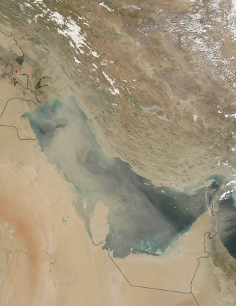 NASA MODIS Image of the Day: March 6, 2010 – Dust Storm over the Persian Gulf