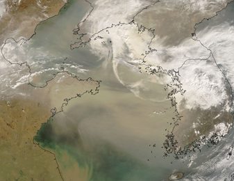 NASA MODIS Image of the Day: March 9, 2008 – Dust over the Yellow Sea