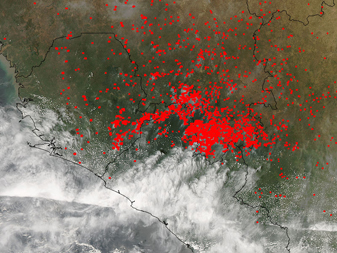 NASA MODIS Image of the Day: March 11, 2008 – Agricultural Fires in West Africa