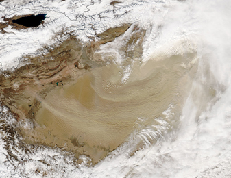 NASA MODIS Image of the Day: March 13, 2009 – Dust Plumes over the Taklimakan Desert