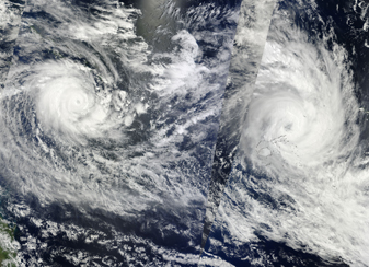 NASA MODIS Image of the Day: March 18, 2010 – Tropical Cyclones Tomas and Ului