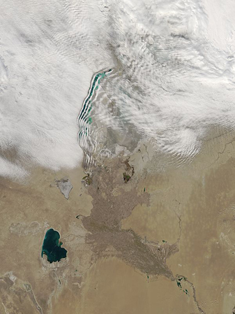 NASA MODIS Image of the Day: March 19, 2009 – Clouds over the Aral Sea