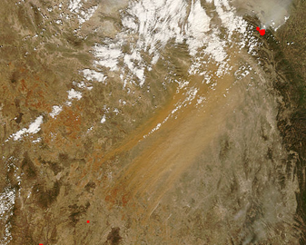 NASA MODIS Image of the Day: March 21, 2008 – Dust Storm in Central Mexico
