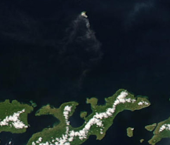 NASA MODIS Image of the Day: March 22, 2010 – Ash Plume from Batu Tara