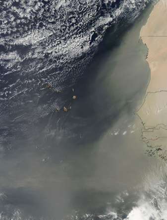 NASA MODIS Image of the Day: March 25, 2010 – Dust storm off West Africa