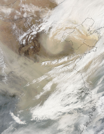 NASA MODIS Image of the Day: March 26, 2010 – Spring Sandstorm Scours China