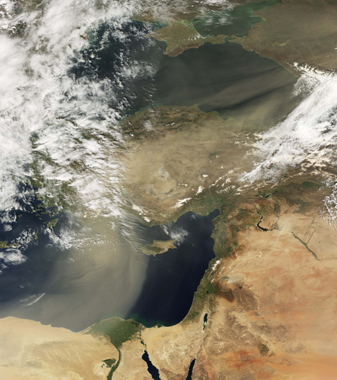 NASA MODIS Image of the Day: March 28, 2008 – Dust over the Eastern Mediterranean