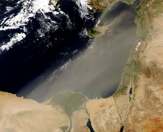 NASA MODIS Image of the Day: March 30, 2008 – Dust over the Mediterranean