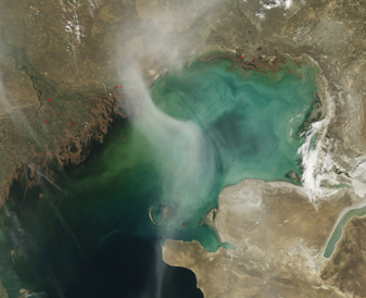 NASA MODIS Image of the Day: April 17, 2008 – Haze over the Caspian Sea