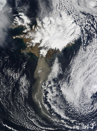 NASA MODIS Image of the Day: April 23, 2010 – Eruption of Eyjafjallajökull Volcano, Iceland