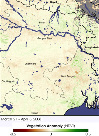 NASA MODIS Image of the Day: May 1, 2008 – Record Crops in India