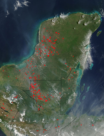 NASA MODIS Image of the Day: May 3, 2010 – Fires on the Yucatan Peninsula