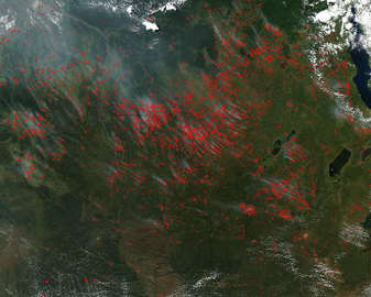 NASA MODIS Image of the Day: May 16, 2010 – Fires in Democratic Republic of Congo