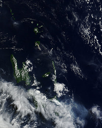 NASA MODIS Image of the Day: June 19, 2010 – Plumes from Gaua and Ambrym Volcanoes