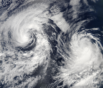 NASA MODIS Image of the Day: July 3, 2008 – Tropical Storms Boris and Christina