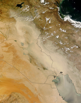 NASA MODIS Image of the Day: July 4, 2008 – Dust Storm over the Persian Gulf