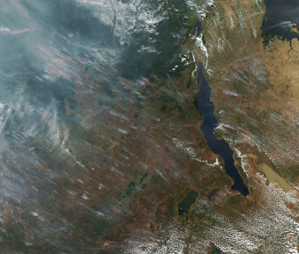 NASA MODIS Image of the Day: July 10, 2009 – Fires Stretch Across Central Africa