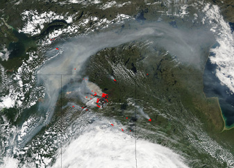 NASA MODIS Image of the Day: July 15, 2010 – Fires in Saskatchewan