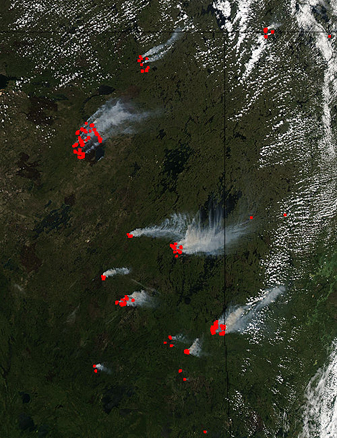 NASA MODIS Image of the Day: July 17, 2010 – Fires in Saskatchewan, Canada