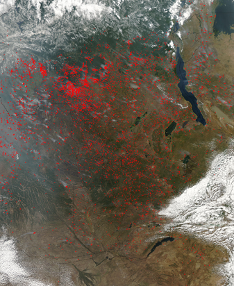 NASA MODIS Image of the Day: July 27, 2009 – Fires in Central Africa