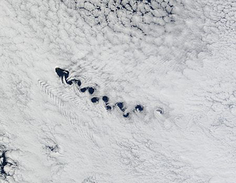 NASA MODIS Image of the Day: August 1, 2010 – Cloud vortices off Tristan da Cunha, South Atlantic