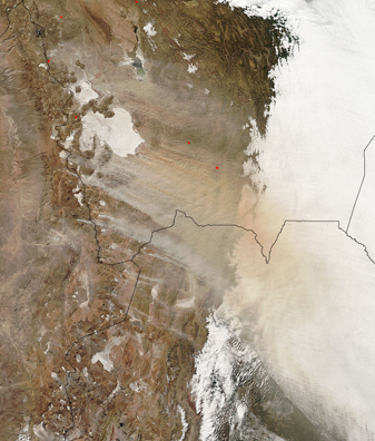 NASA MODIS Image of the Day: August 2, 2010 – Dust Storms in Bolivia