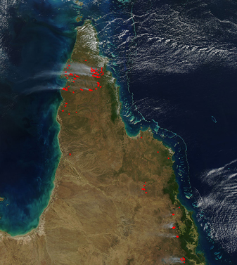 NASA MODIS Image of the Day: August 22, 2009 – Fires on the Cape York Peninsula