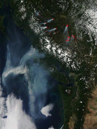 NASA MODIS Image of the Day: August 22, 2010 – Fires and smoke in British Columbia