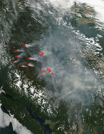 NASA MODIS Image of the Day: August 26, 2010 – Fires and smoke in British Columbia