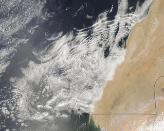 NASA MODIS Image of the Day: August 28, 2010 – Wave clouds off Western Sahara