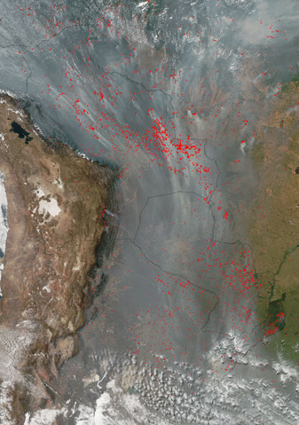 NASA MODIS Image of the Day: September 1, 2010 – Fires and smoke in South America