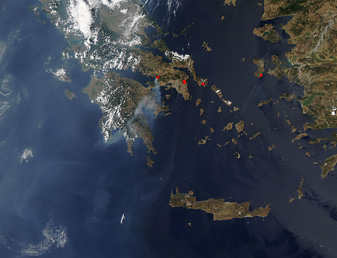 NASA MODIS Image of the Day: September 3, 2009 – Fires in Greece